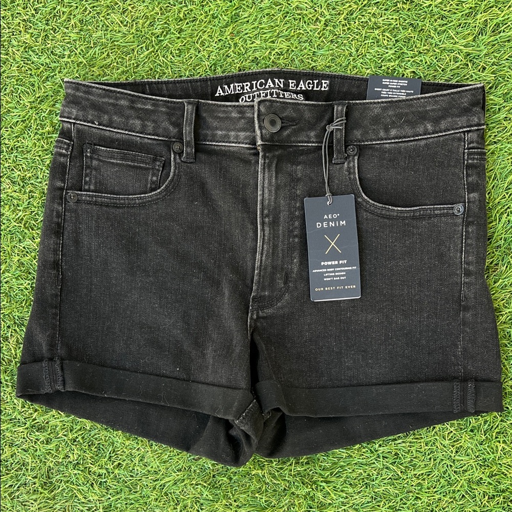 American Eagle Outfitters Black Super High-Rise Super Super Stretch Shorts
